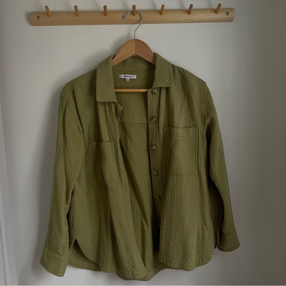 Madewell Sage Green Quilted Button down Top